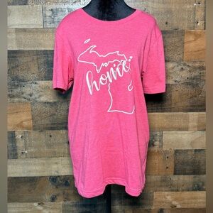 Canvas Women’s Pink/Red Michigan Short Sleeve Tee Shirt Medium M EH 125